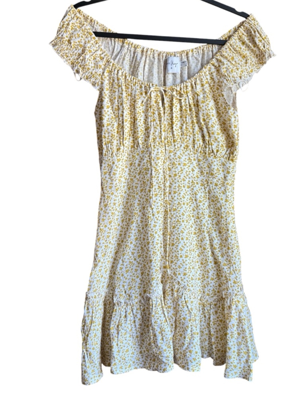 Princess Polly Yellow Floral Off-Shoulder Silk Blend Sundress 4 - Picture 1 of 6
